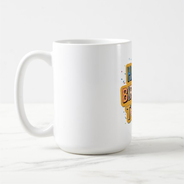 Caneca De Café Feliz Aniversário Padronizado (Esquerda)