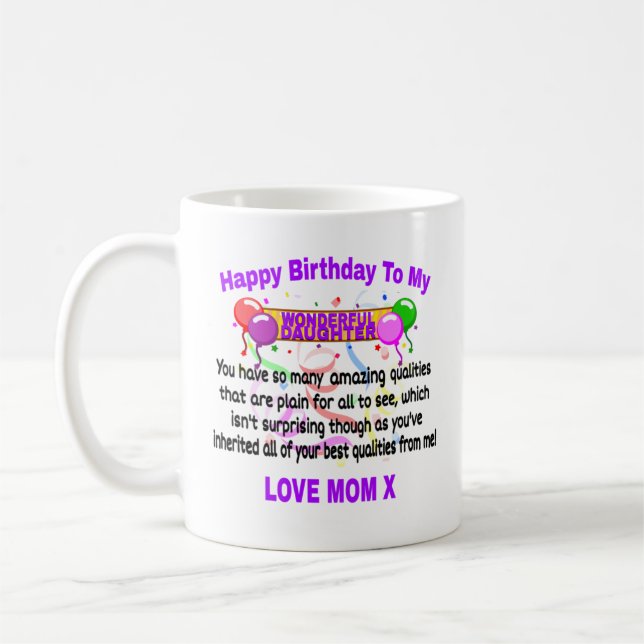 Caneca De Café Feliz Aniversário Para Minha Filha Maravilhosa (Esquerda)