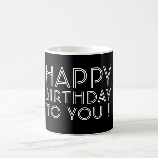 Caneca De Café Feliz Aniversário Para Você! Preto e Branco (Centro)