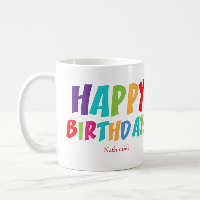 Caneca De Café Feliz Aniversário Personalizado (Esquerda)