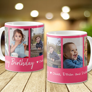 Caneca De Café Feliz Aniversário Personalizado, Colagem de Fotogr