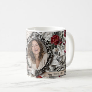 Caneca De Café Feliz Aniversário Personalizado Mamãe Rosa Vermelh
