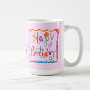 Caneca De Café Feliz Aniversário Personalizado Pink Mug