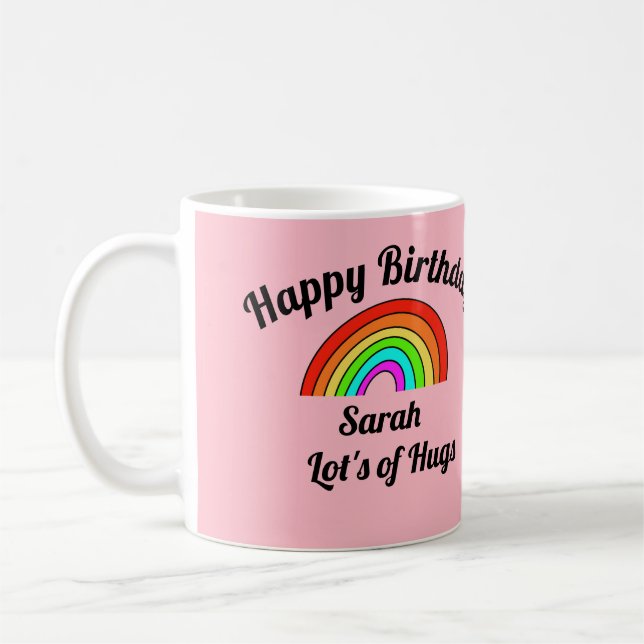 Caneca De Café Feliz Aniversário Pink Mug (Esquerda)