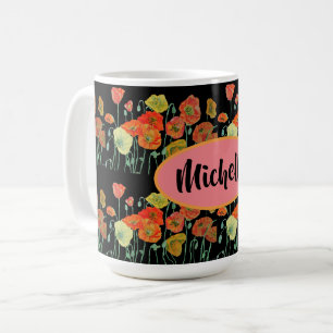 Caneca De Café Feliz aniversário Poppy floral Laranja senhoras No