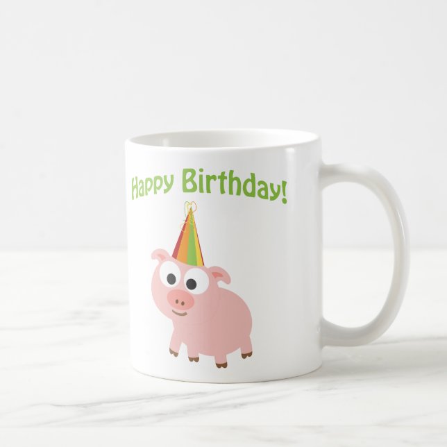Caneca De Café Feliz aniversário! Porco Cujo (Direita)
