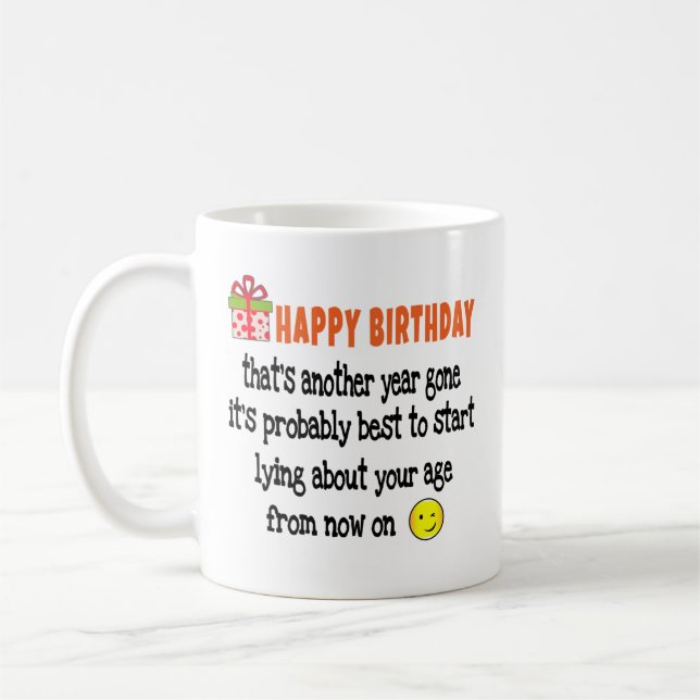 Caneca De Café  Feliz Aniversário que é outro ano que se foi. Eng (Esquerda)