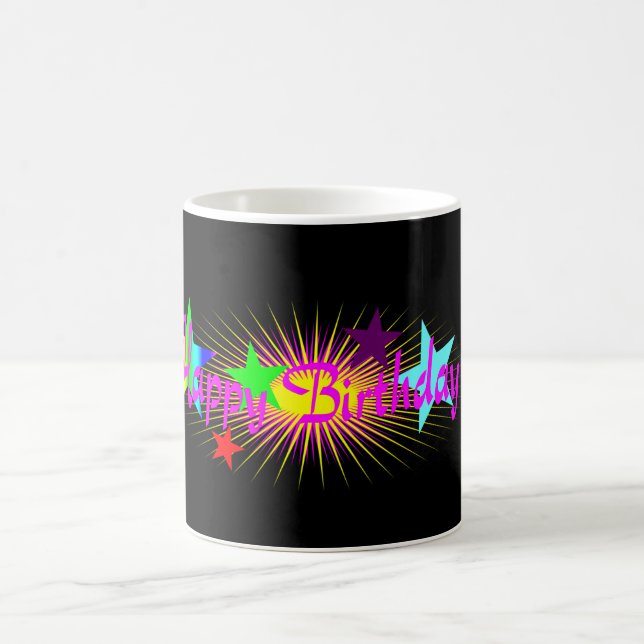 Caneca De Café Feliz Aniversário Rosa Colorida (Centro)