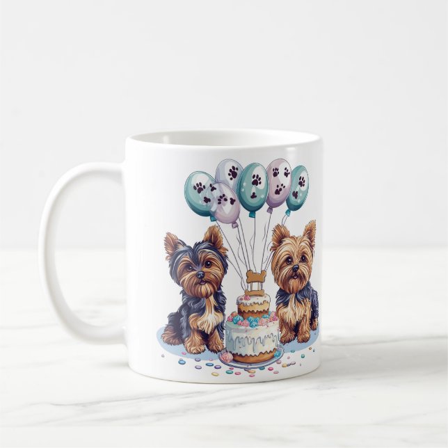 Caneca De Café Feliz aniversário Yorkie Dog (Esquerda)