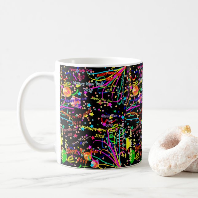 Caneca De Café Feliz ano novo 2019 Mug (Com Donut)