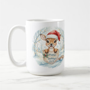 Caneca De Café Feliz ano novo 2026 com veado fofo