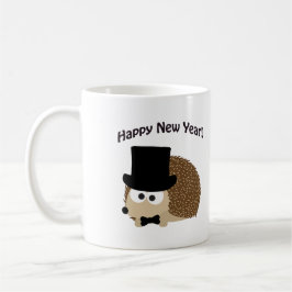Caneca De Café Feliz ano novo! Dapper Hedgehog