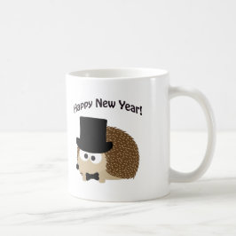 Caneca De Café Feliz ano novo! Dapper Hedgehog