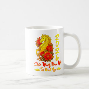 Caneca De Café Feliz Ano Novo Tet Binh Ngo Ano Vietnamita Cavalo