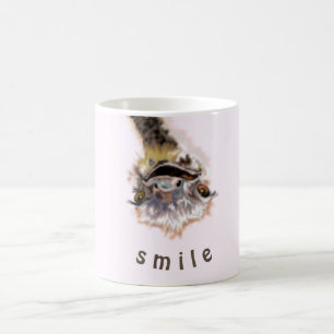Caneca De Café Feliz avestruz - Sorria - Adicione seu texto / cor