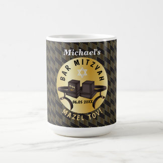 Caneca De Café Feliz Bar Mitzvah 20XX Dourado Personalizado