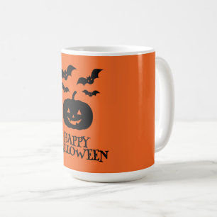 Caneca De Café Feliz Bat Mínimo de Abóbora de Halloween