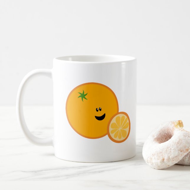 Caneca De Café Feliz Bom Dia Orange (Com Donut)