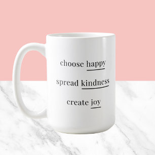 Caneca De Café Feliz, bondade, alegria - afirmações diárias simpl