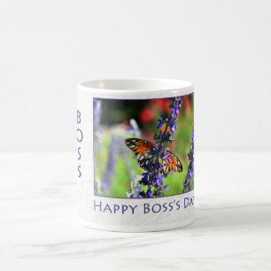 Caneca De Café Feliz Borboleta e Flores do Dia do Chefe