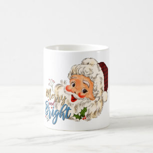 Caneca De Café Feliz branca vermelha e Papais noeis brilhantes Na