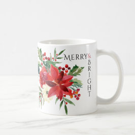 Caneca De Café Feliz Bright Elegante Poinsettia Natal Floral