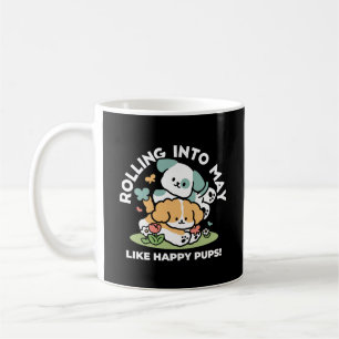 Caneca De Café Feliz Cachorro A Cair Em Maio - Arte Canina Kawaii