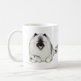 Caneca De Café Feliz Cachorro Keeshond com Cachorros Bonitos