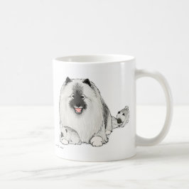 Caneca De Café Feliz Cachorro Keeshond com Cachorros Bonitos