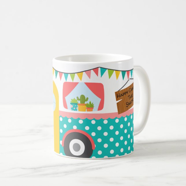 Caneca De Café Feliz Camper (Frente Esquerda)