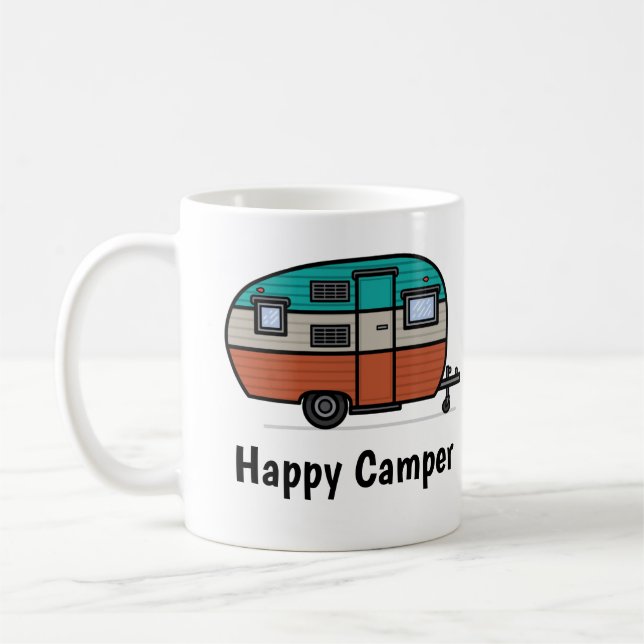 Caneca De Café Feliz Camper, adicione texto, café (Esquerda)