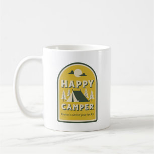 Caneca De Café Feliz Camper, Lar É Onde Está O Tent