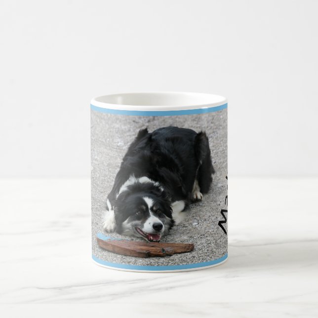 Caneca De Café Feliz cão da Borda Collie, com o seu nome (Centro)