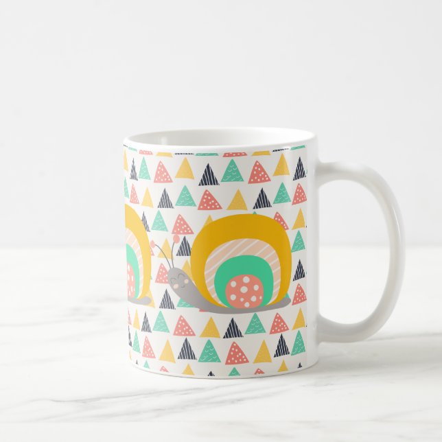 Caneca De Café Feliz Caracol em Triângulos (Direita)