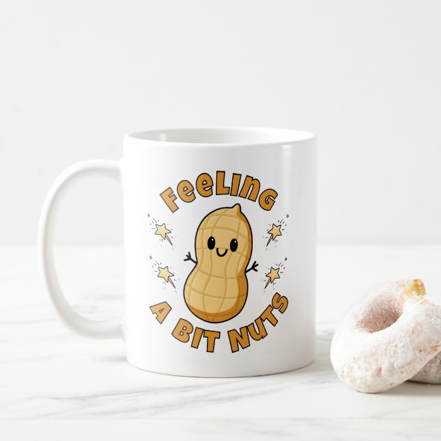 Caneca De Café Feliz Cartoon de amendoim Kawaii - Sentindo Um Pou (Com Donut)