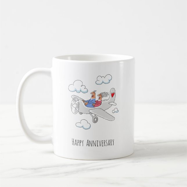 Caneca De Café Feliz Casamento Aniversário Vermelho Casal Casado (Esquerda)
