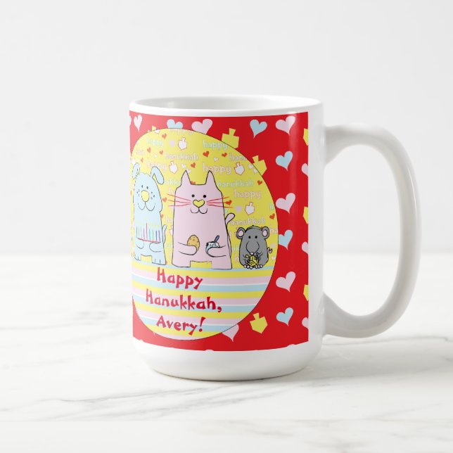 Caneca De Café Feliz Chanukah/Hanukkah PETS Red Mug (Direita)