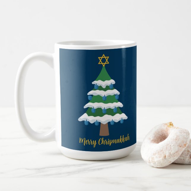 Caneca De Café Feliz Chrismukkah Cute Hanukkah Natal (Com Donut)