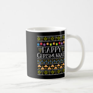 Caneca De Café Feliz Chrismukkah Hanukkah Tema de Natal Feio
