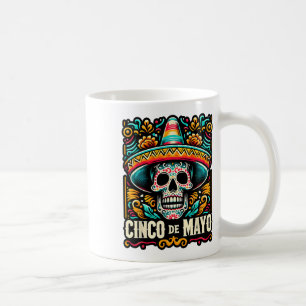 Caneca De Café Feliz Cinco De Mayo Skeleton Skull Sombrero Mexica