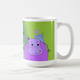 Caneca De Café Feliz como Hippo - Hippopotâmio Roxo