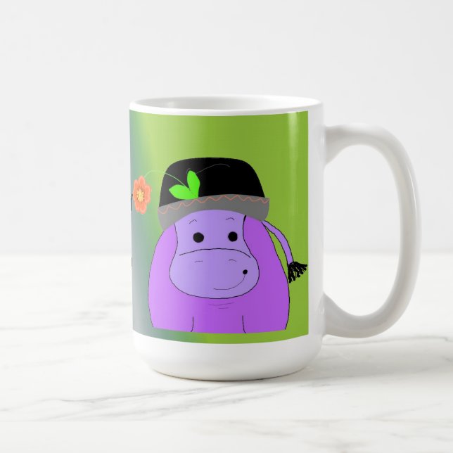 Caneca De Café Feliz como um Hipopótamo - Hipopótamo Roxo (Direita)