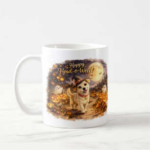 Caneca De Café Feliz Comoção de Dia das Bruxas Design de Cachorro