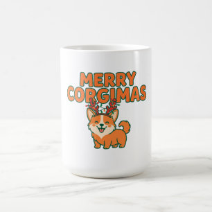 Caneca De Café Feliz Corgimas Camisa engraçada de Natal de Corgi