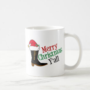Caneca De Café Feliz Cowboy Feliz Natal Y'all Texas Humor