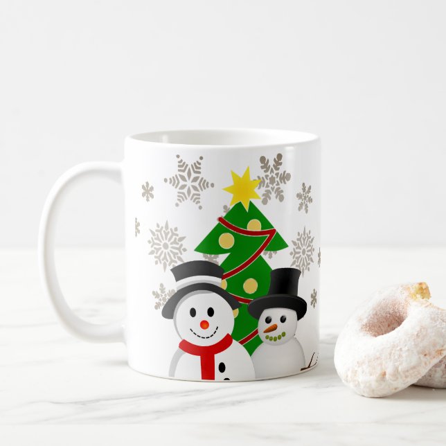 Caneca De Café Feliz Crhistmas Snowman Personalizado (Com Donut)