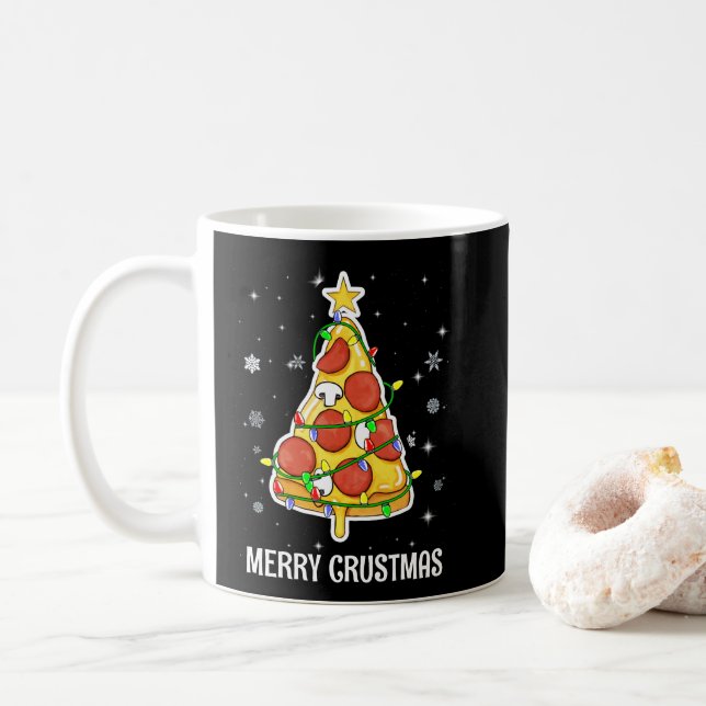 Caneca De Café Feliz Crustmas Pizza Árvore de Natal Presentes Xma (Com Donut)