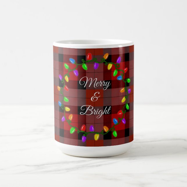 Caneca De Café Feliz De Natal E Luzes Brilhantes (Centro)