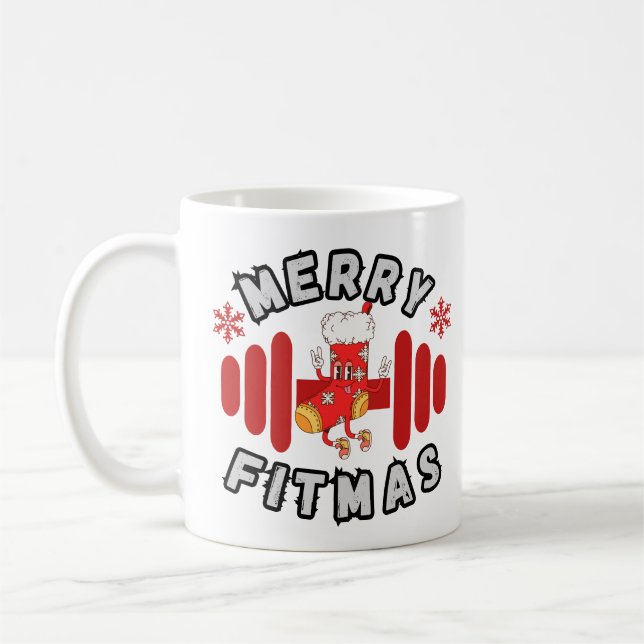 Caneca De Café Feliz de Natal Fitmas Malhação Barbell Design (Esquerda)