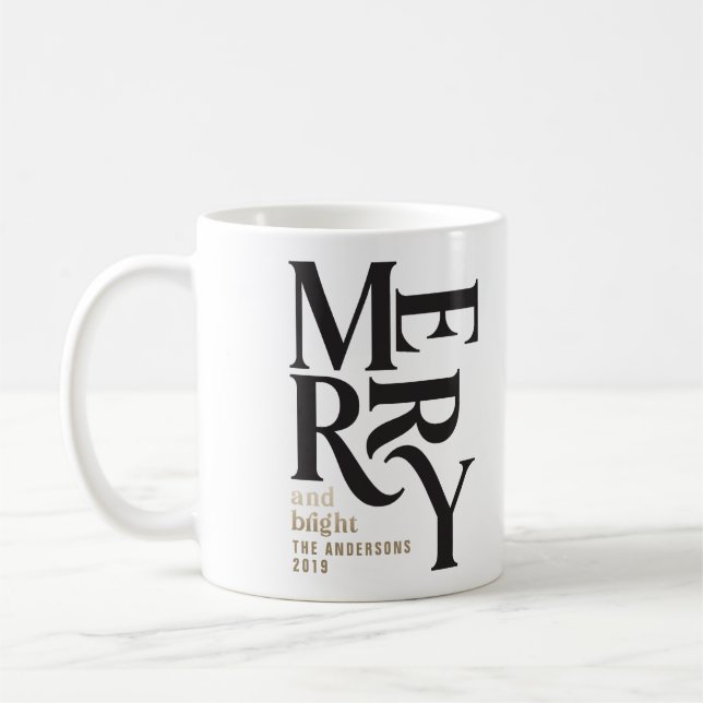 Caneca De Café Feliz de Natal preto e dourado - presente (Esquerda)